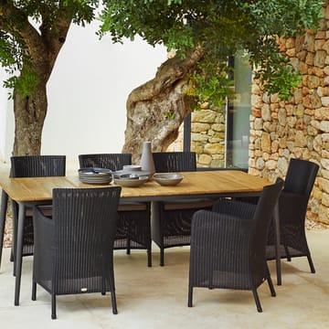 Tavolo da pranzo Core in teak 274x100x74 cm - Cavalletto grigio lava - Cane-line