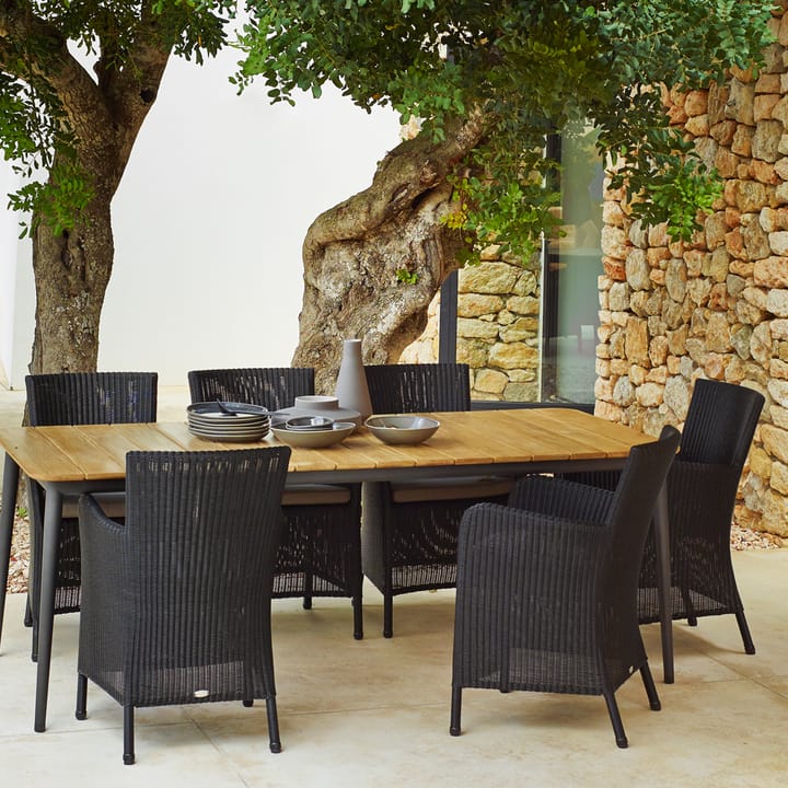 Tavolo da pranzo Core in teak 274x100x74 cm - Cavalletto grigio lava - Cane-line