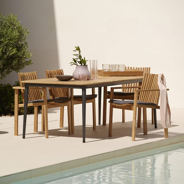 Tavolo da pranzo Core in teak 274x100x74 cm - Cavalletto grigio lava - Cane-line