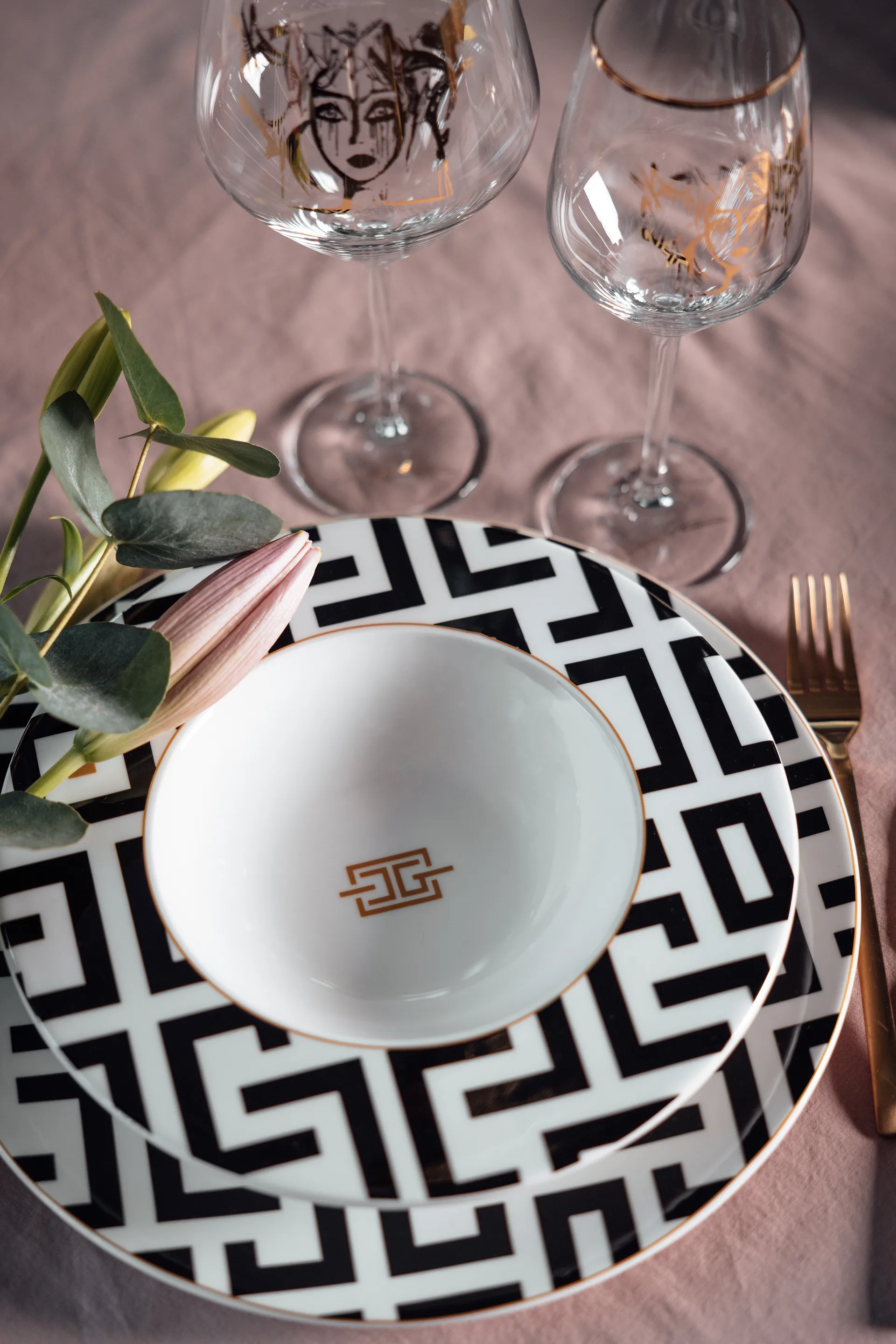 Piatto fondo DECO Ø 24,5 cm, Bianco-nero Carolina Gynning