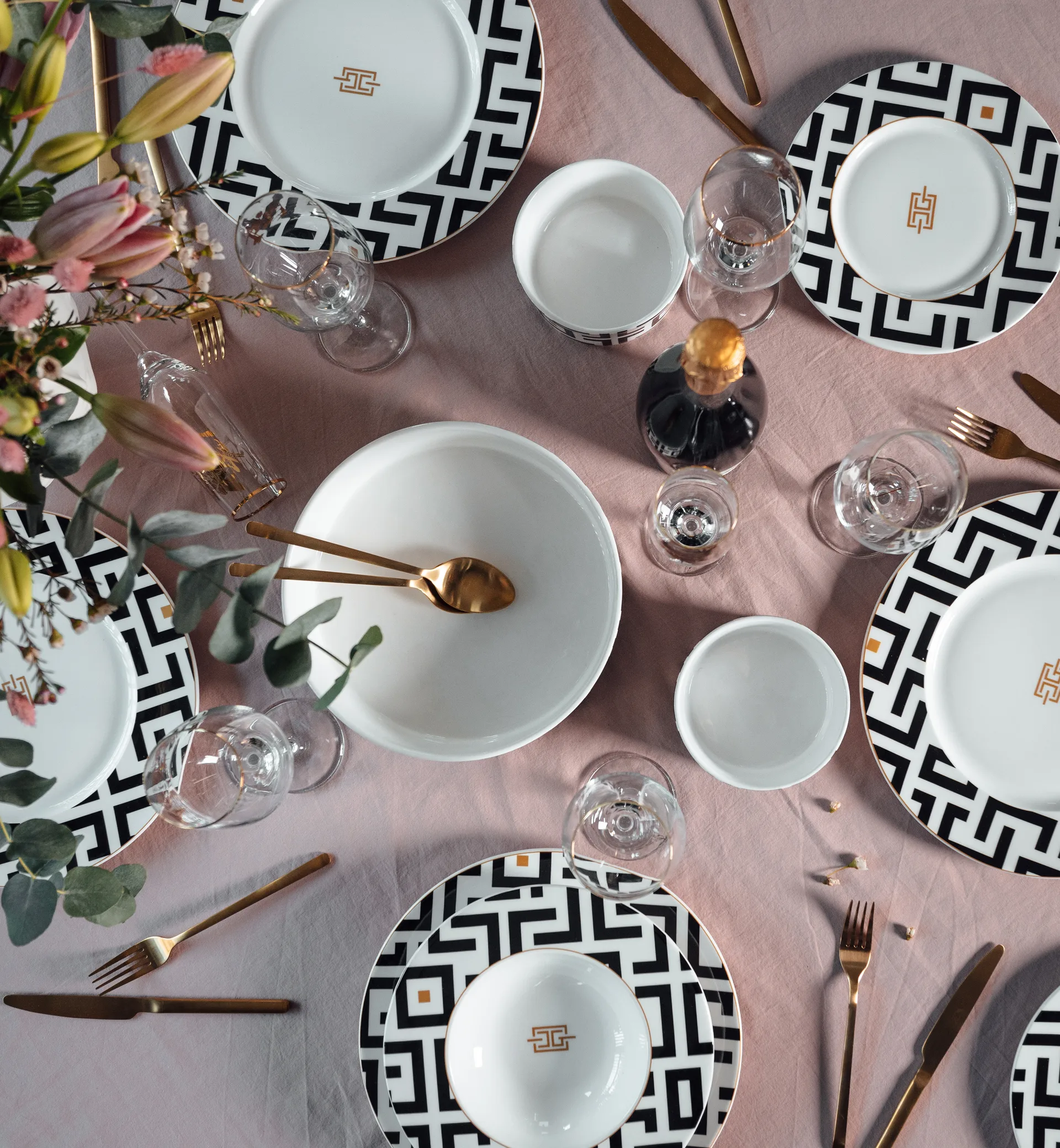 Piatto fondo DECO Ø 24,5 cm, Bianco-nero Carolina Gynning