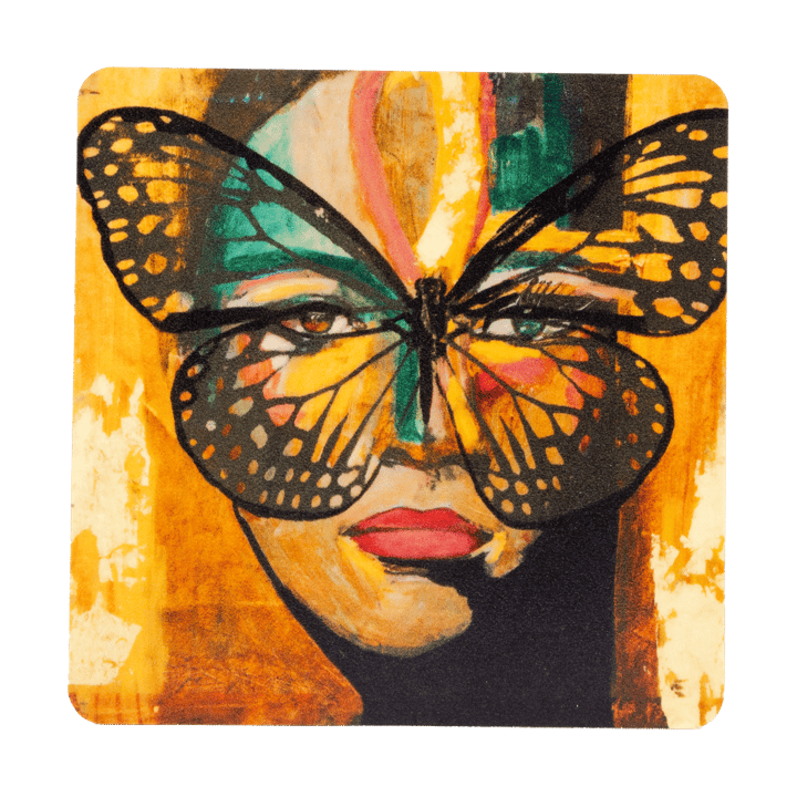 Sottobicchiere Golden Butterfly 9x9 cm - Arancio-nero - Carolina Gynning