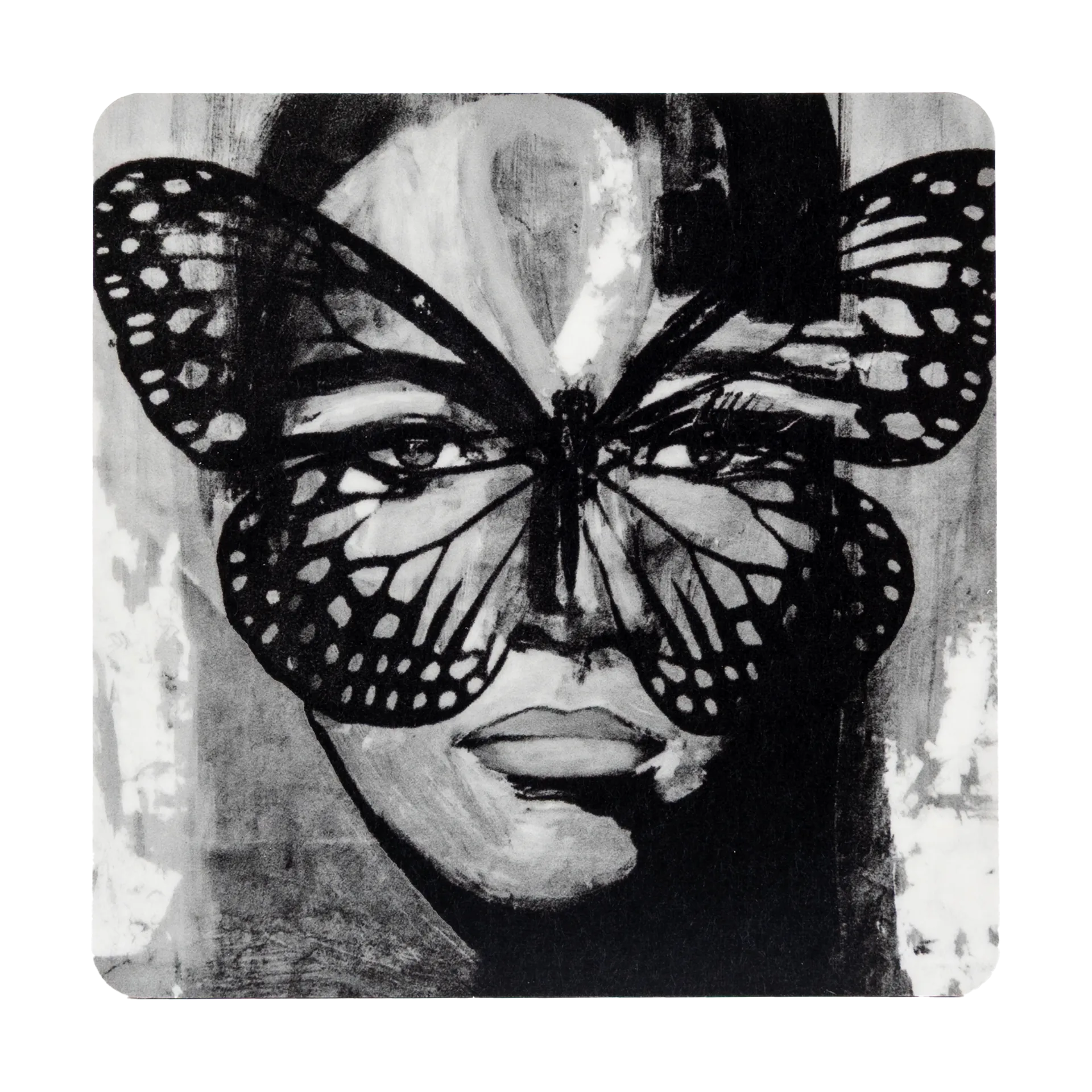 Sottobicchiere Golden Butterfly 9x9 cm, Nero-bianco Carolina Gynning