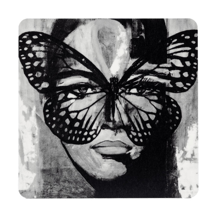 Sottobicchiere Golden Butterfly 9x9 cm - Nero-bianco - Carolina Gynning
