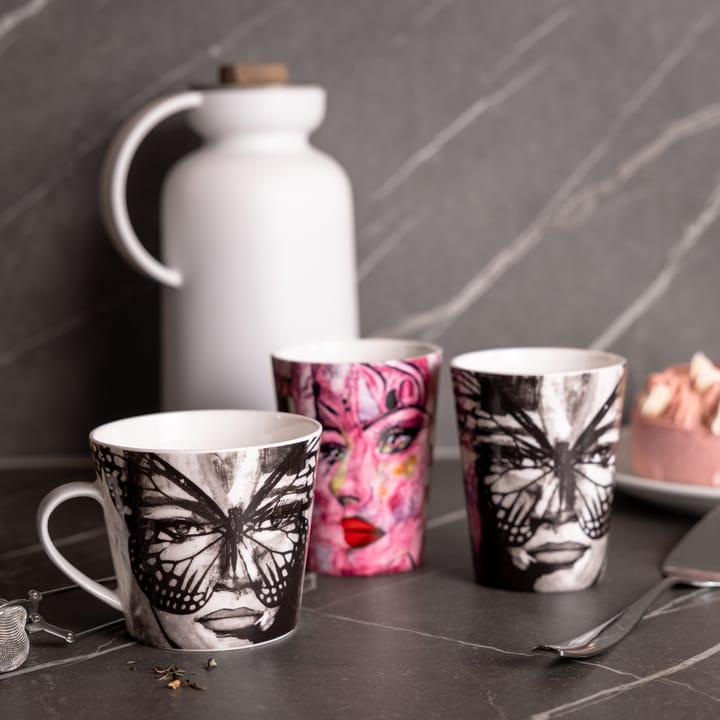 Tazza Golden Butterfly, 35 cl, Bianco e nero Carolina Gynning