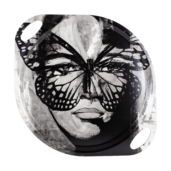 Vassoio con manici Golden Butterfly 38x47 cm - Nero-bianco - Carolina Gynning