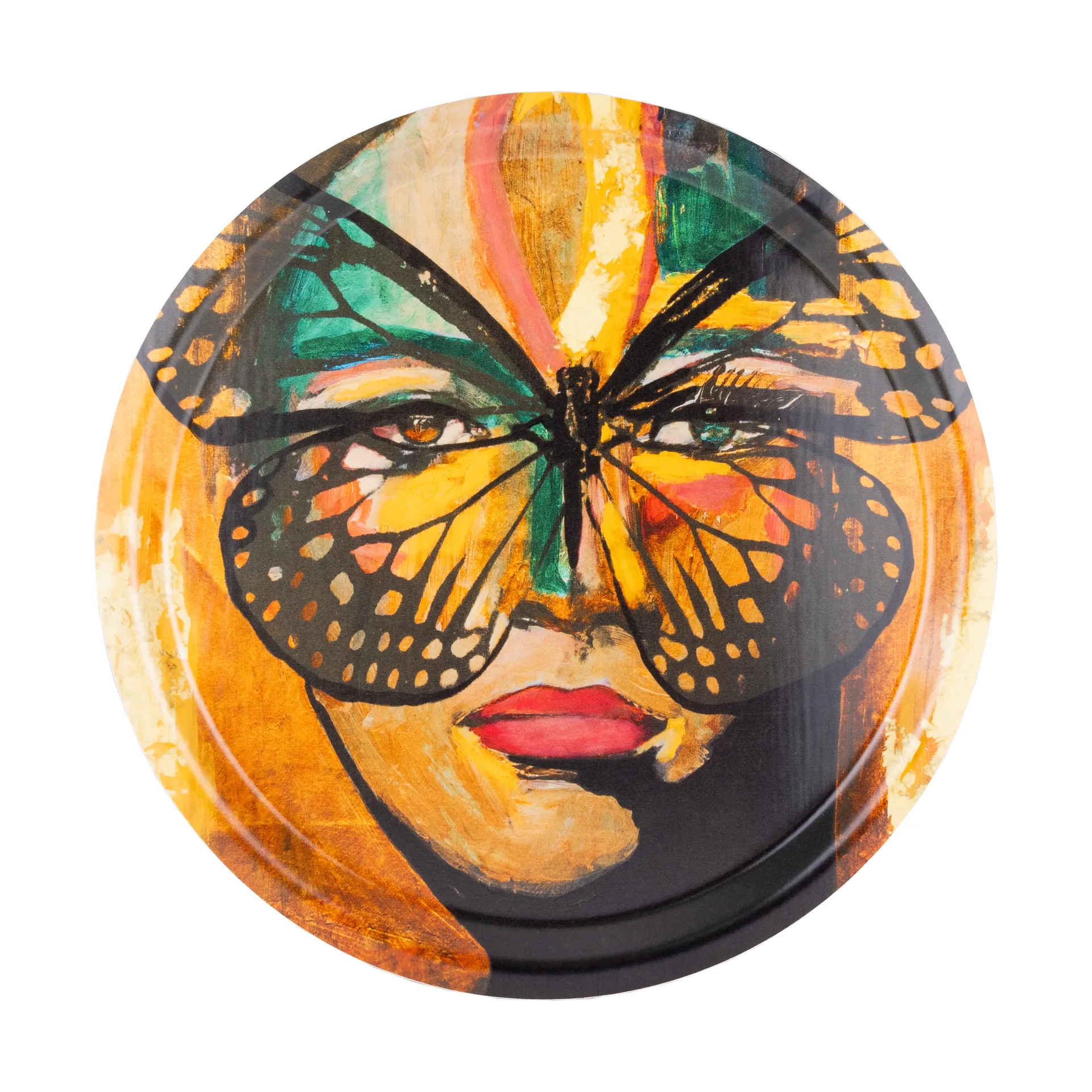 Vassoio Golden Butterfly Ø31 cm, Arancio-nero Carolina Gynning