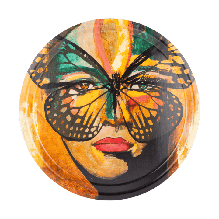 Vassoio Golden Butterfly Ø31 cm - Arancio-nero - Carolina Gynning