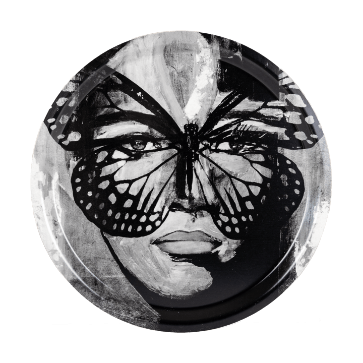 Vassoio Golden Butterfly Ø31 cm - Nero-bianco - Carolina Gynning