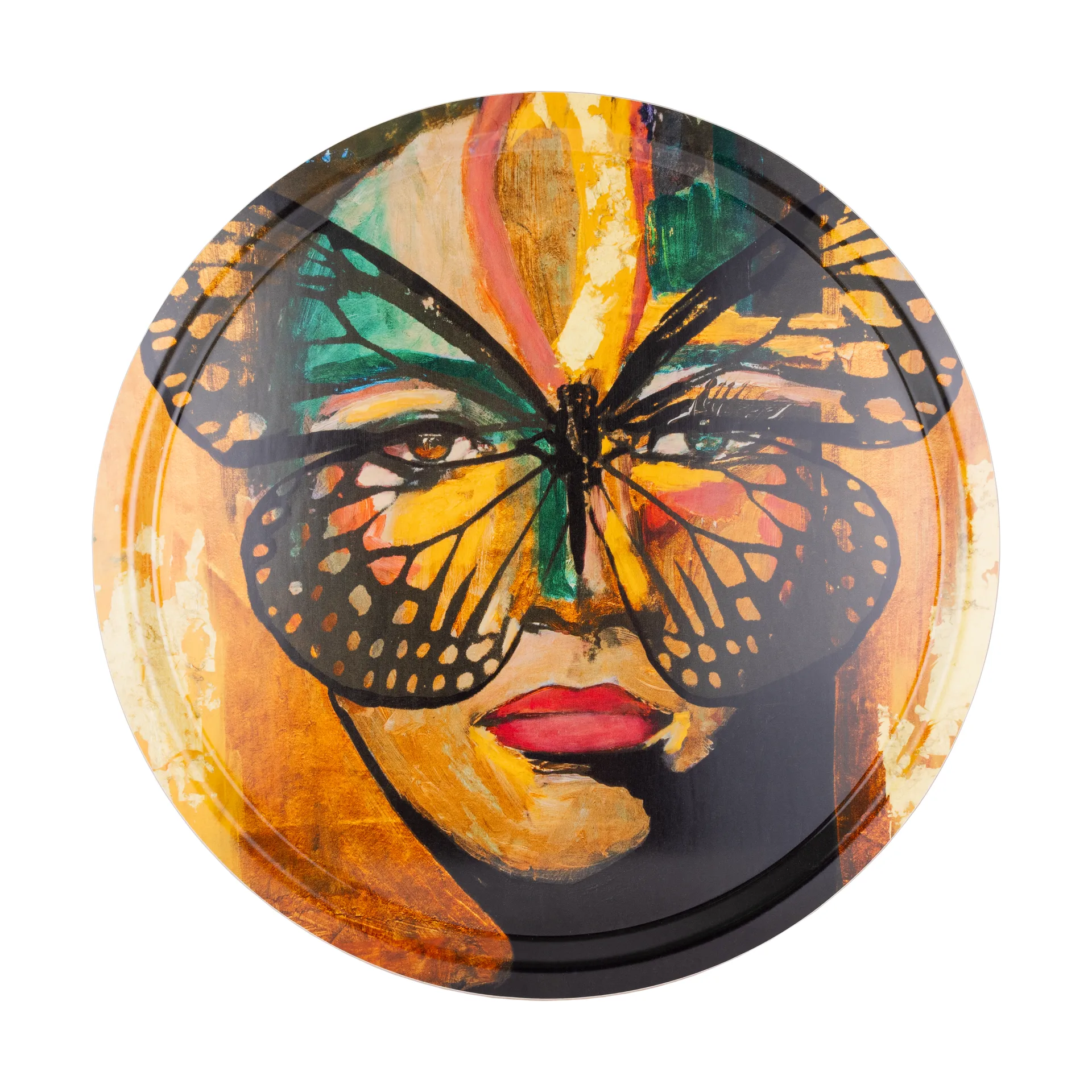 Vassoio Golden Butterfly Ø46 cm, Arancio-nero Carolina Gynning