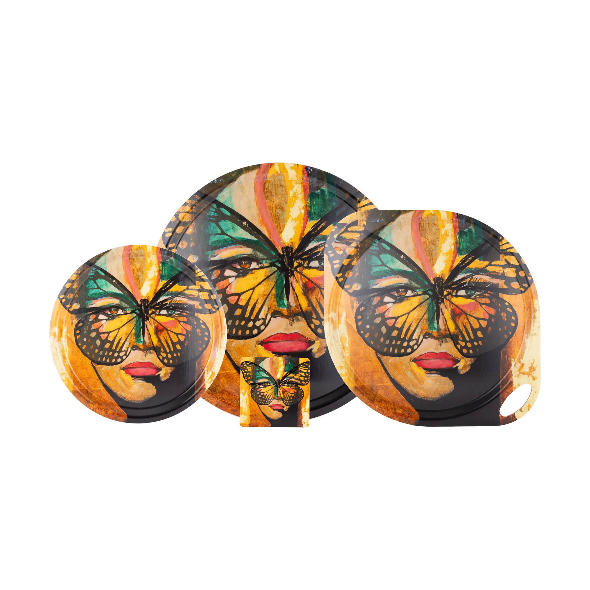 Vassoio Golden Butterfly Ø46 cm, Arancio-nero Carolina Gynning