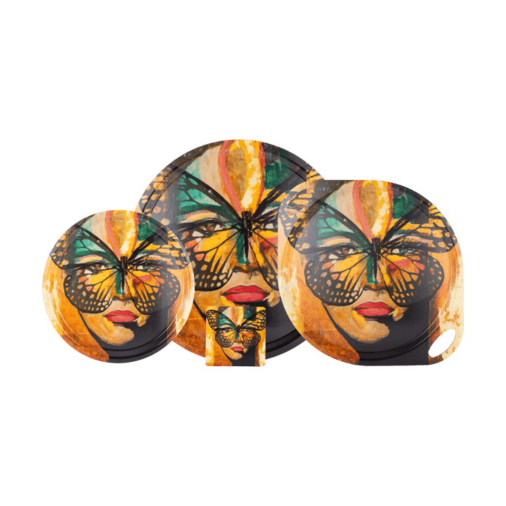 Vassoio Golden Butterfly Ø46 cm, Arancio-nero Carolina Gynning