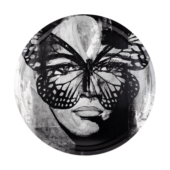Vassoio Golden Butterfly Ø46 cm - Nero-bianco - Carolina Gynning