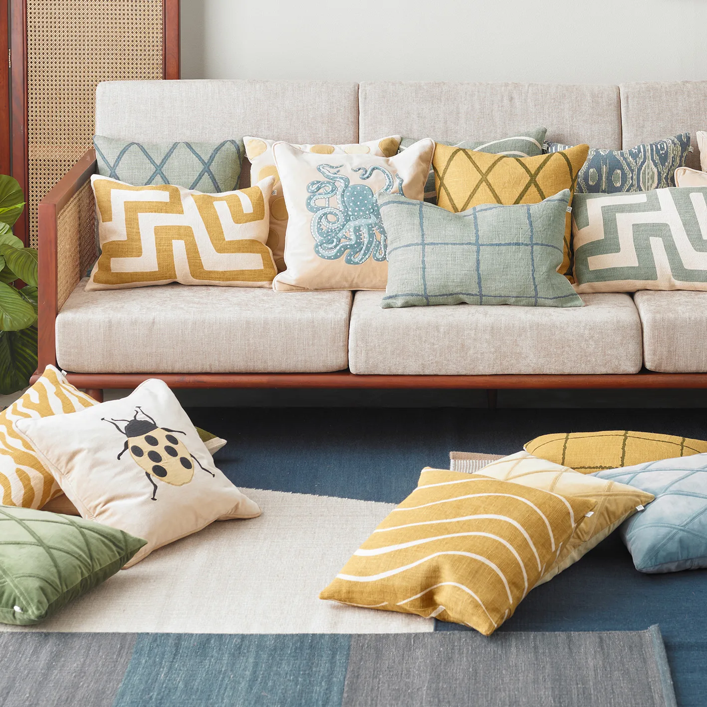 Copricuscino Circle 50x50 cm, beige-spicy yellow Chhatwal & Jonsson
