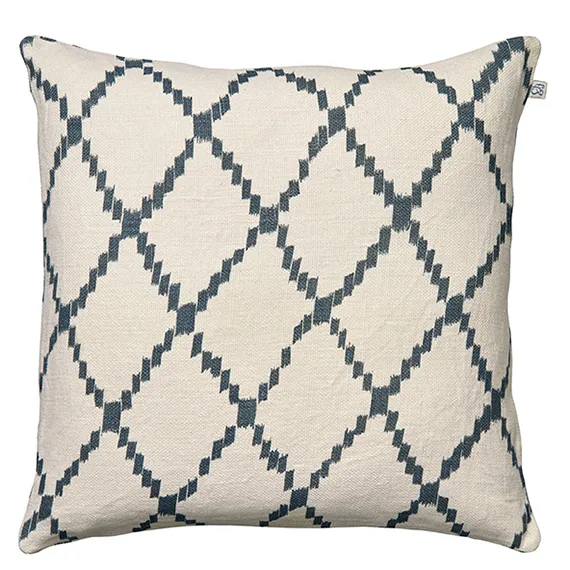Copricuscino Ikat Kerela 50x50 cm, Bianco-blu Chhatwal & Jonsson