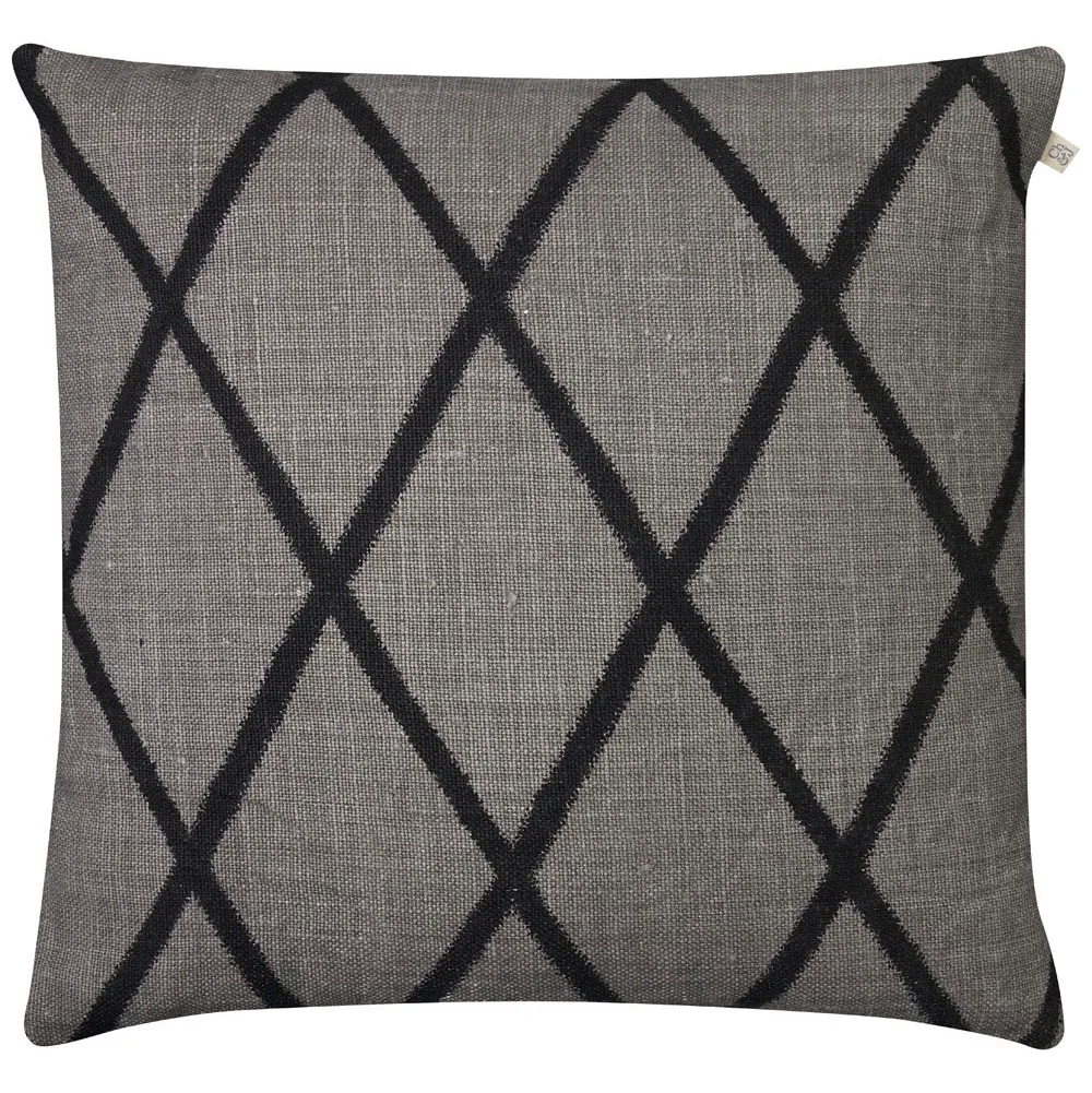 Copricuscino Ikat Orissa 50x50 cm, Grigio-nero Chhatwal & Jonsson