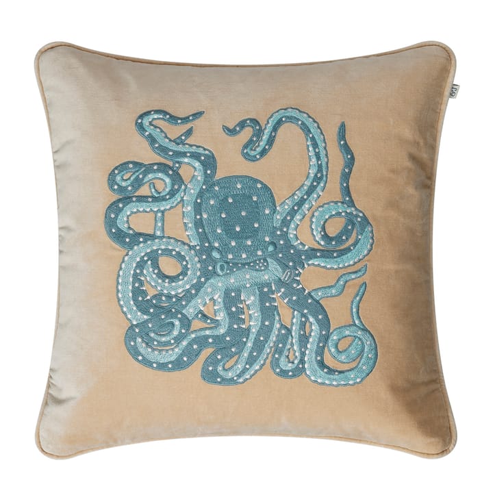 Copricuscino ricamato Octopus 50x50 cm - beige-verde acqua - Chhatwal & Jonsson