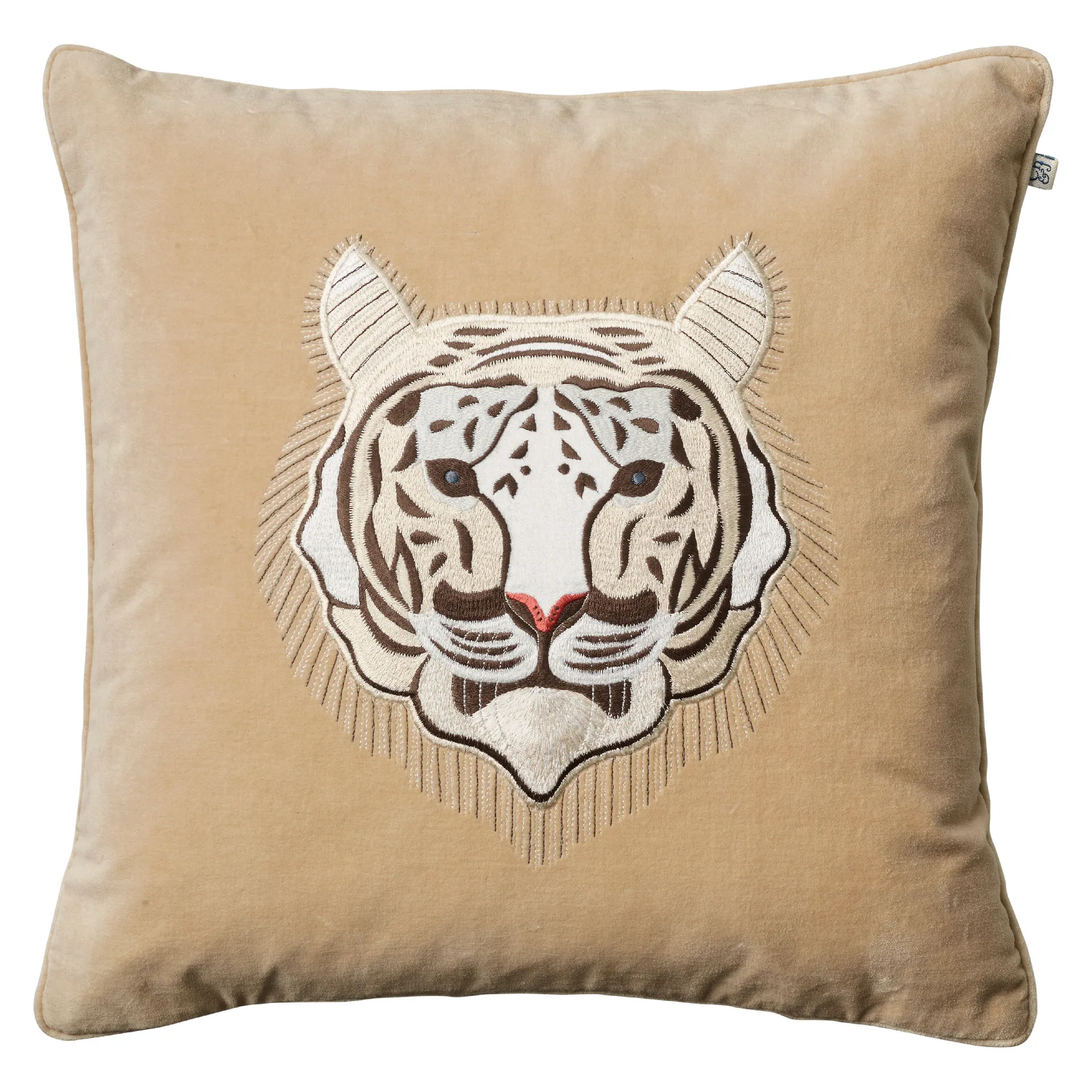 Copricuscino ricamato Tiger 50x50 cm, Beige Chhatwal & Jonsson