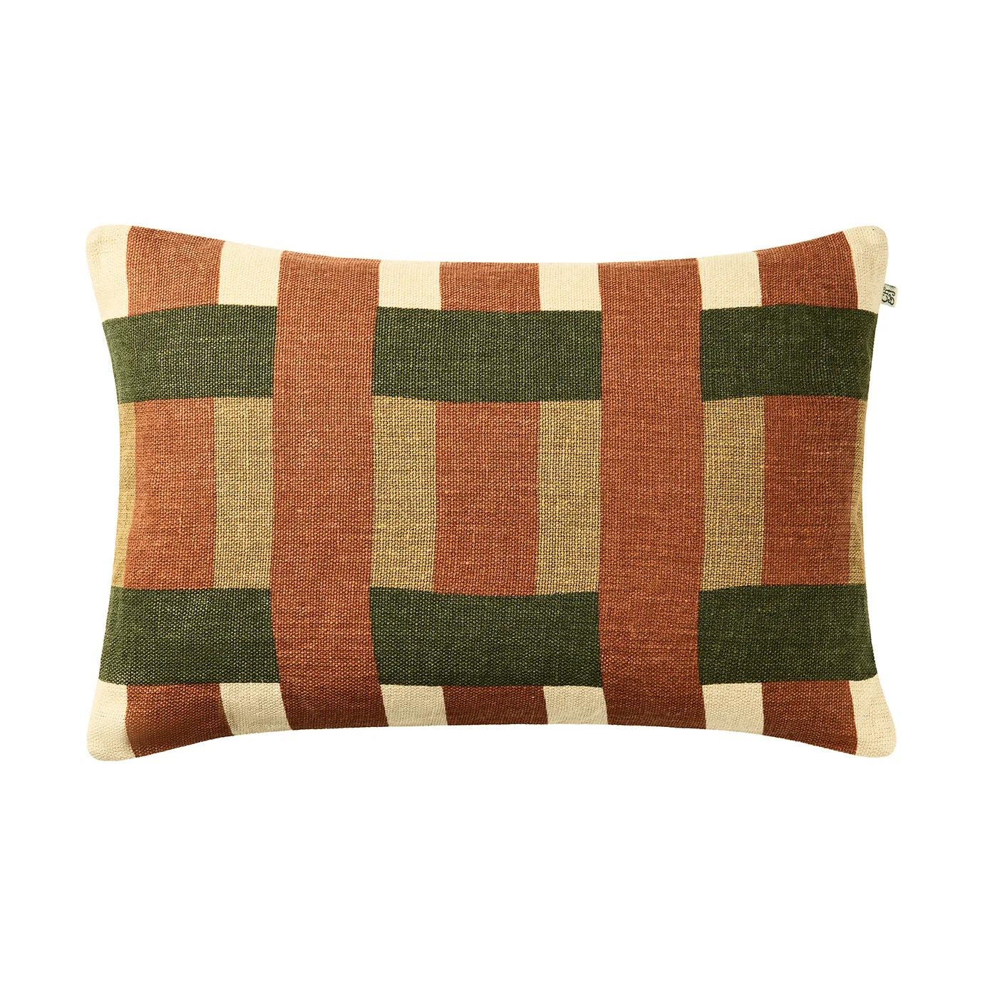 Copriscuscino Benaras, Apricot Orange-Khaki-Cactus Green, 40x60 cm Chhatwal & Jonsson