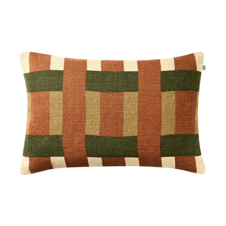 Copriscuscino Benaras - Apricot Orange-Khaki-Cactus Green, 40x60 cm - Chhatwal & Jonsson