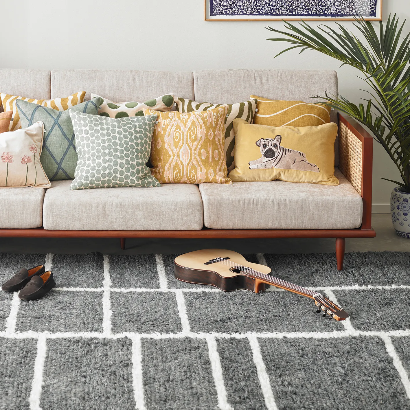 Tappeto in lana Sita 180x270 cm, grigio melange-bianco Chhatwal & Jonsson