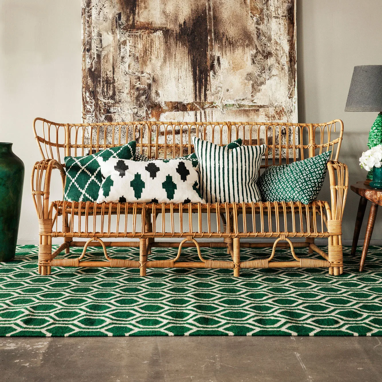 Tappeto Varanasi 180x272 cm, Verde-bianco sporco Chhatwal & Jonsson