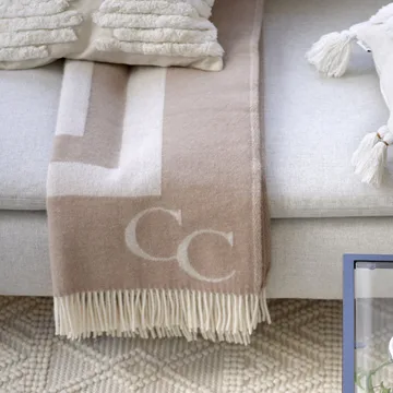 Coperta in lana Monogram 130x200 cm - beige - Classic Collection
