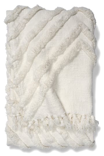 Plaid in cotone Edge, 130x170 cm - Bianco - Classic Collection