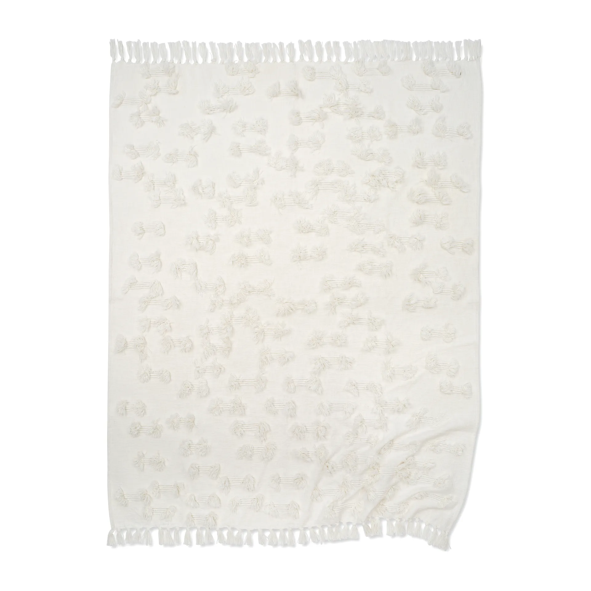 Plaid in cotone Rope, 130x170 cm, Bianco Classic Collection