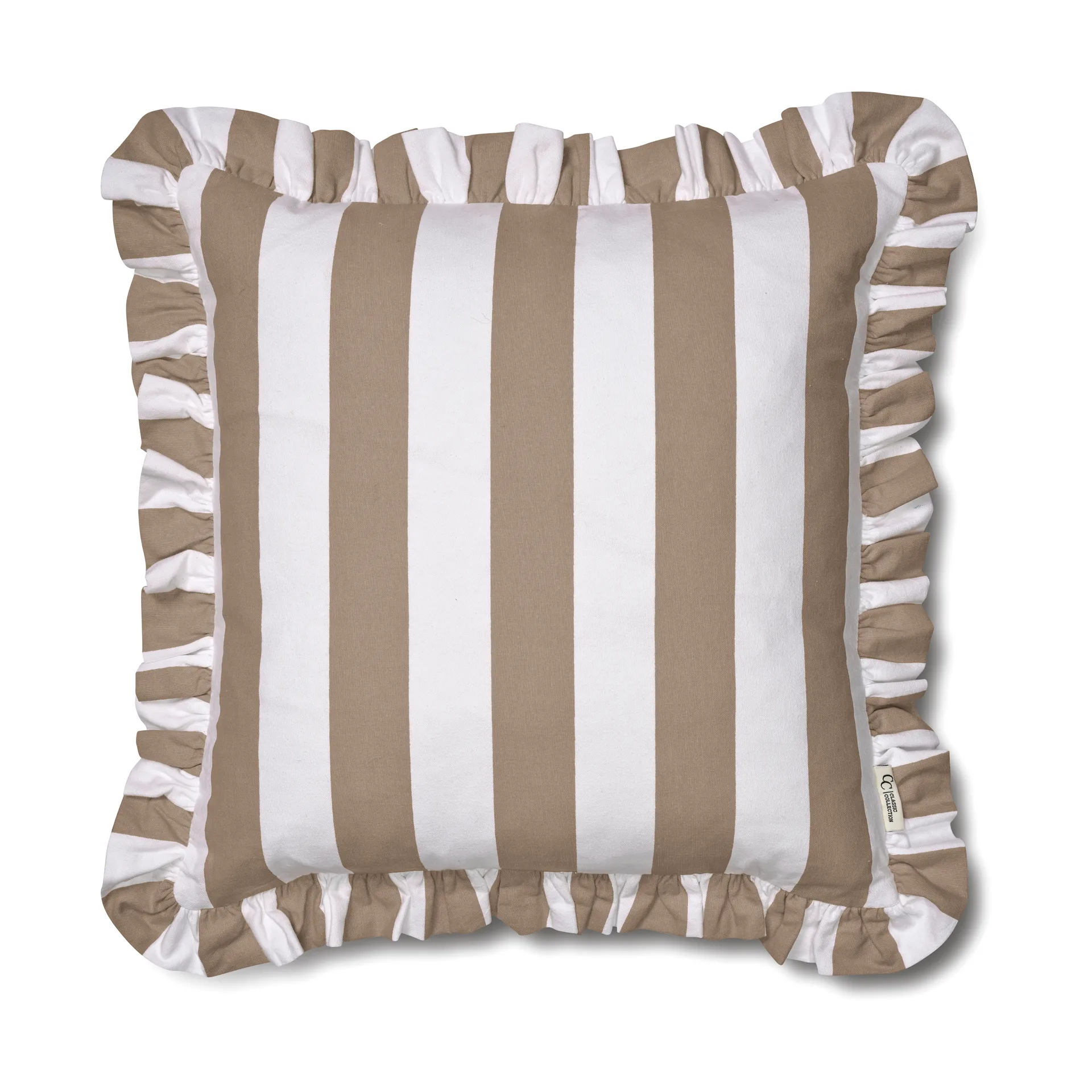 Ruffle Stripes Copricuscino 50x50 cm, Beige Classic Collection