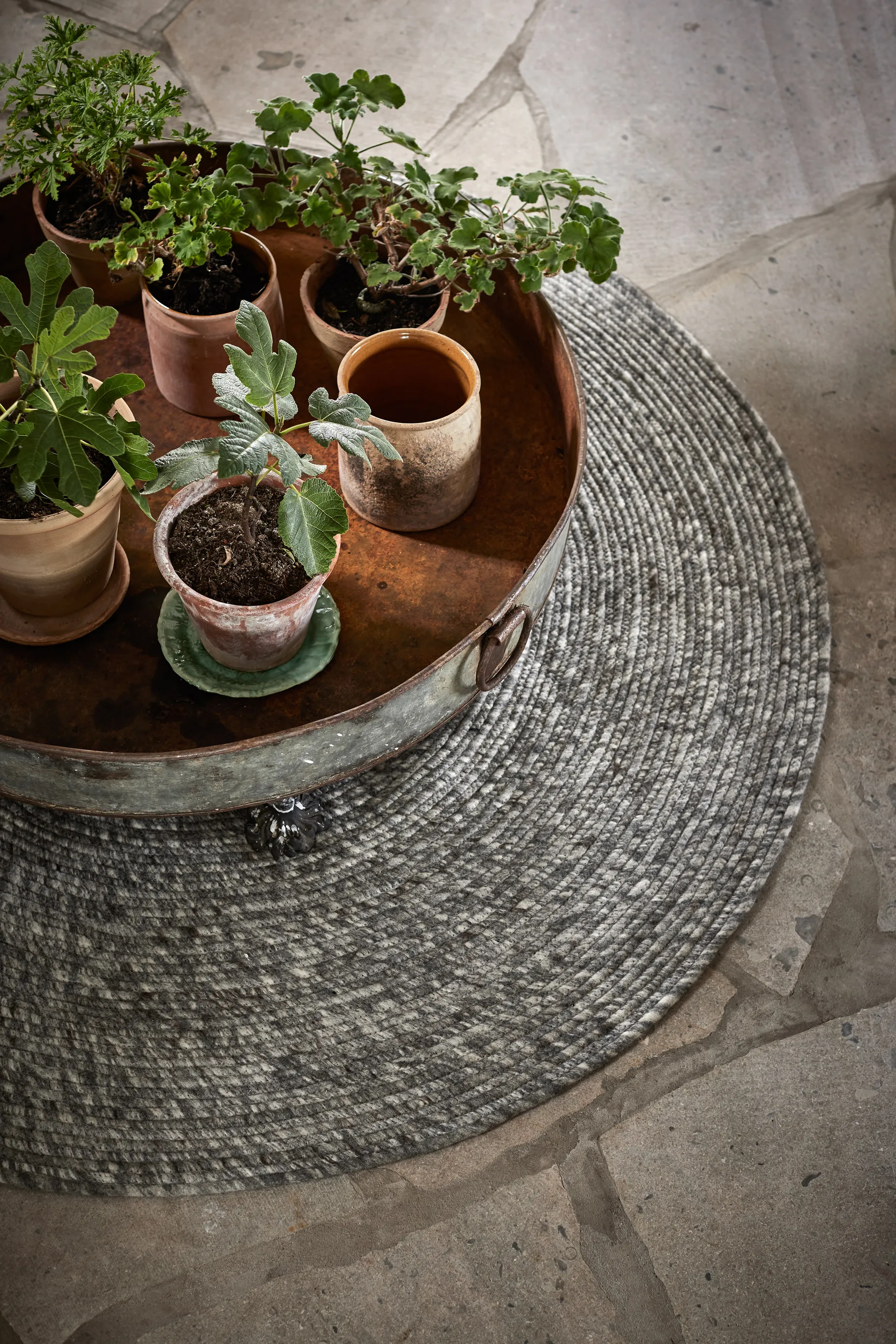 Tappeto in lana Merino rotondo Ø 160 cm, grigio Classic Collection