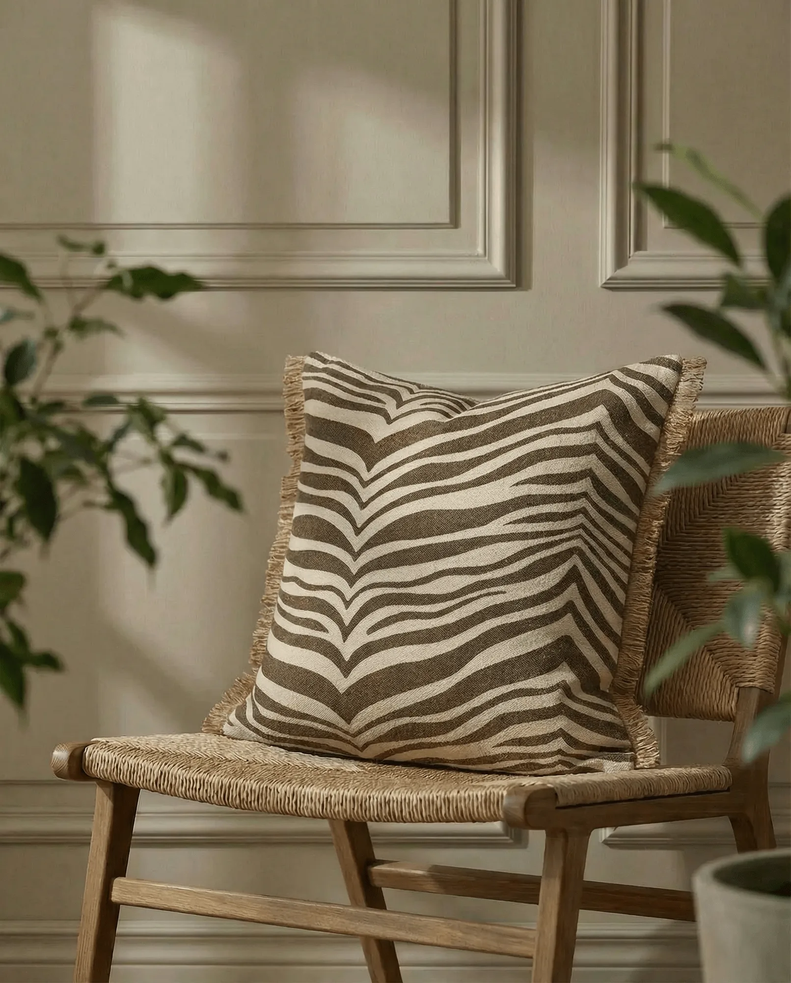 Zebra cuscino, Marrone-naturale, 50x50 cm Classic Collection