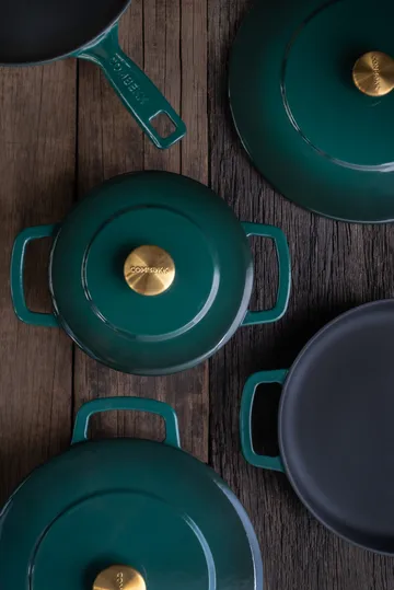 Casseruola smaltata in ghisa Combekk Ø32 cm - Verde agrifoglio con manopola dorata - Combekk