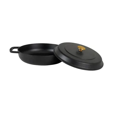 Padella smaltata in ghisa Combekk Ø28 cm - Nero con manopola dorata - Combekk