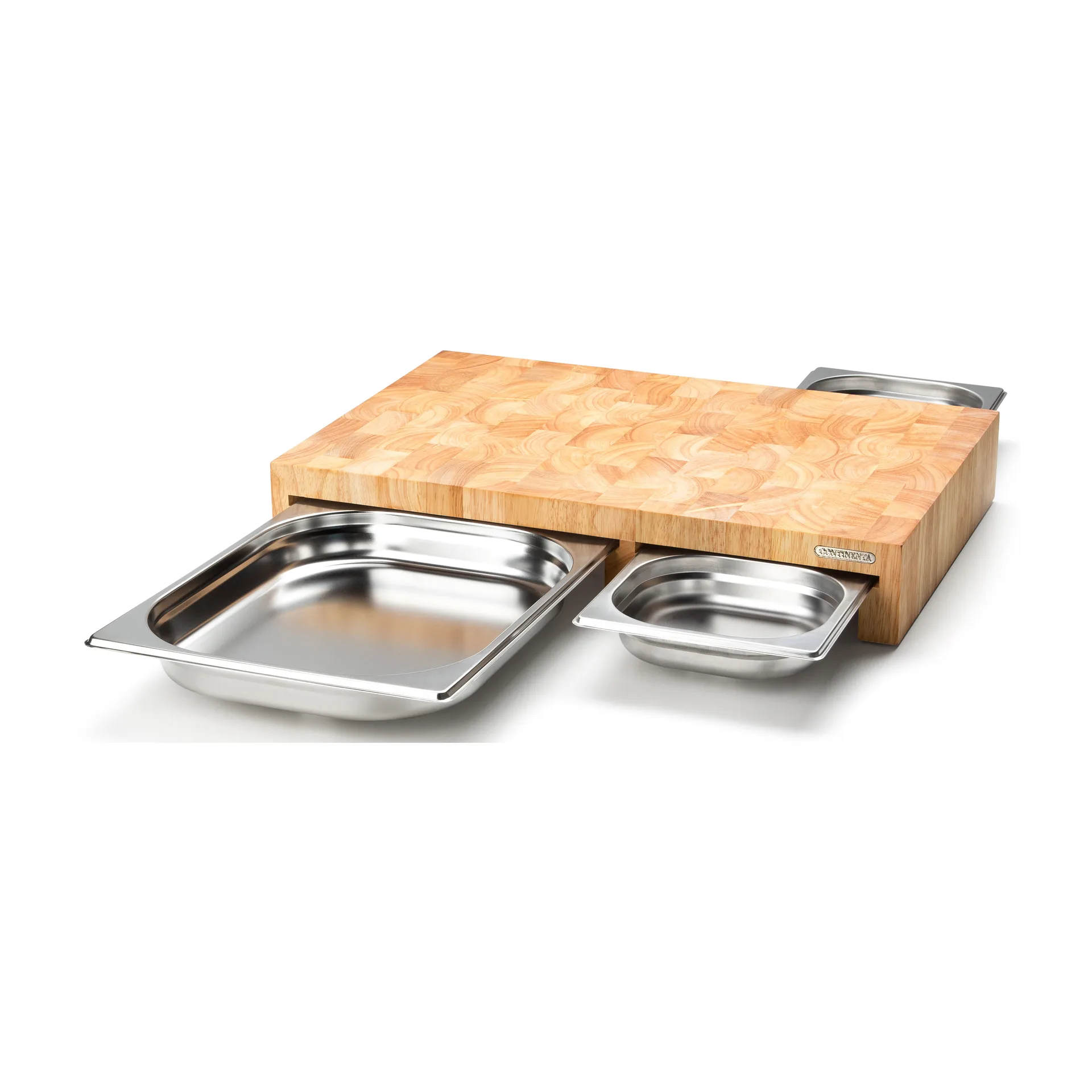 Tagliere albero di gomma con 3 vassoi, 32x48 cm Continenta