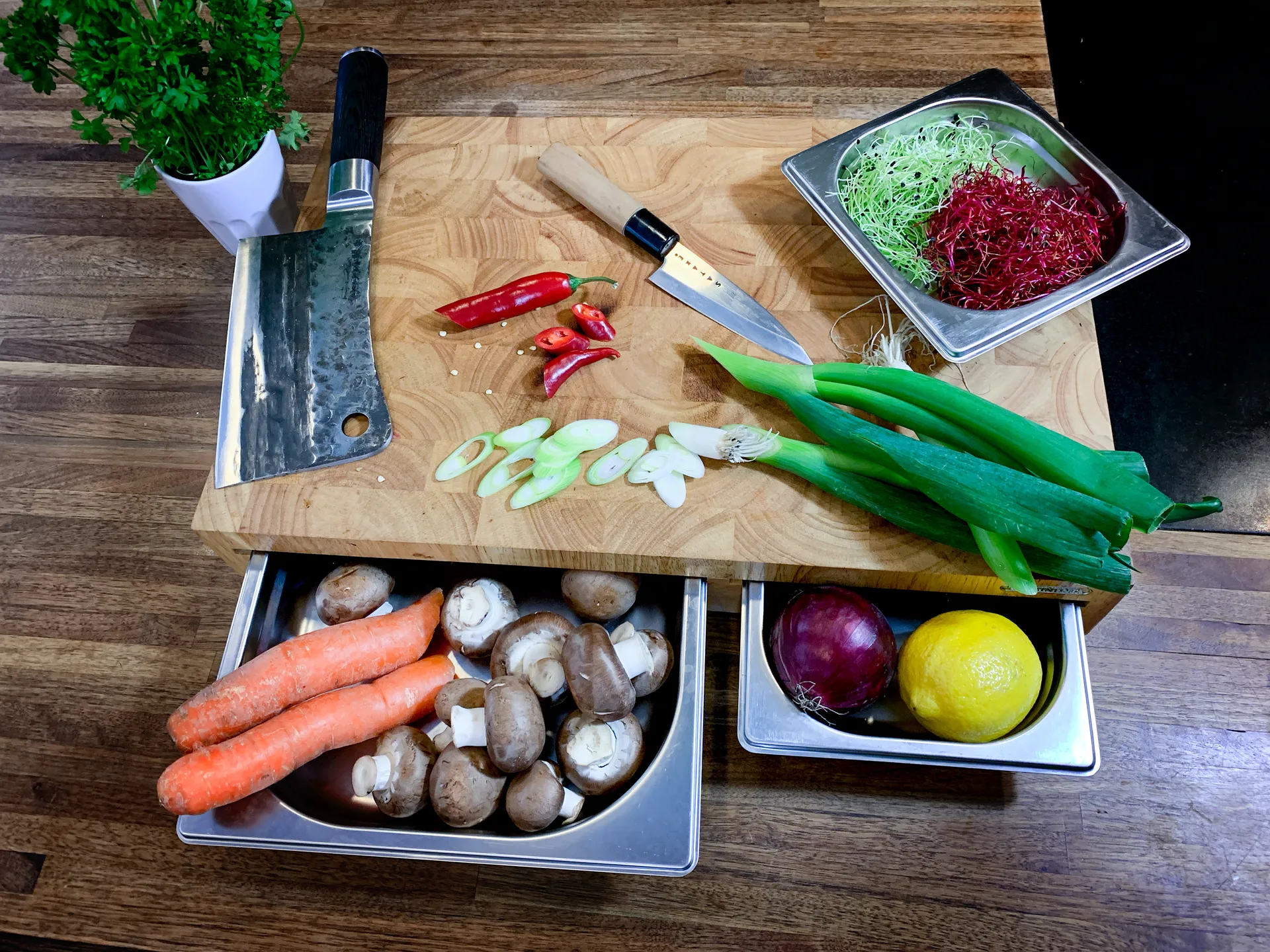 Tagliere albero di gomma con 3 vassoi, 32x48 cm Continenta