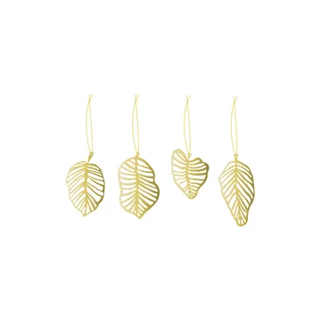 Ciondolo foglia Deco, confezione da 4 - Ottone - Cooee Design
