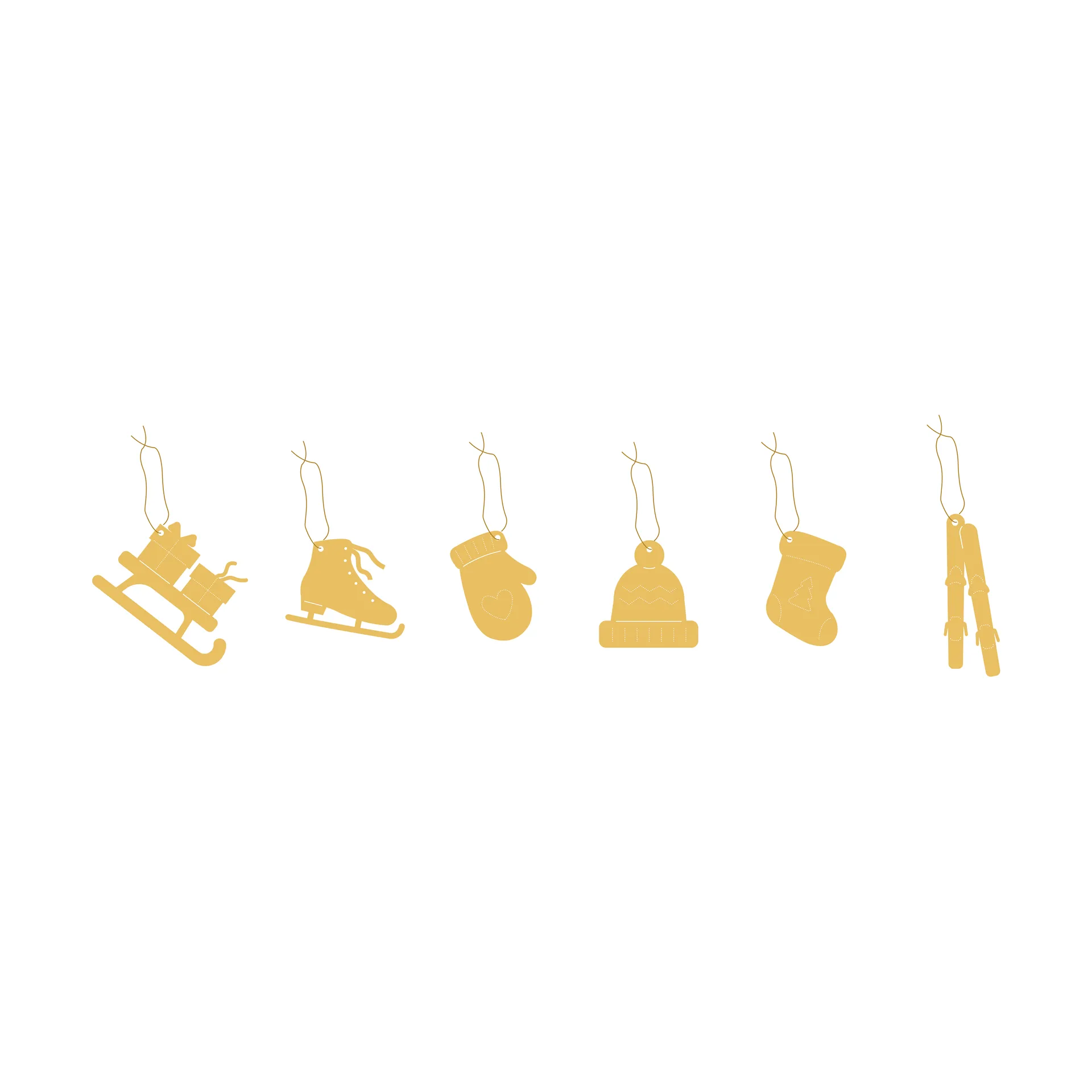 Deco Winter activities decorazioni natalizie 6 pezzi, Ottone Cooee Design
