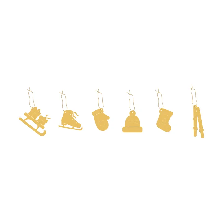 Deco Winter activities decorazioni natalizie 6 pezzi - Ottone - Cooee Design