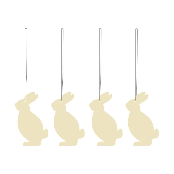 Easter Deco Hare decorazione pasquale da appendere, confezione da 4 - Light yellow - Cooee Design