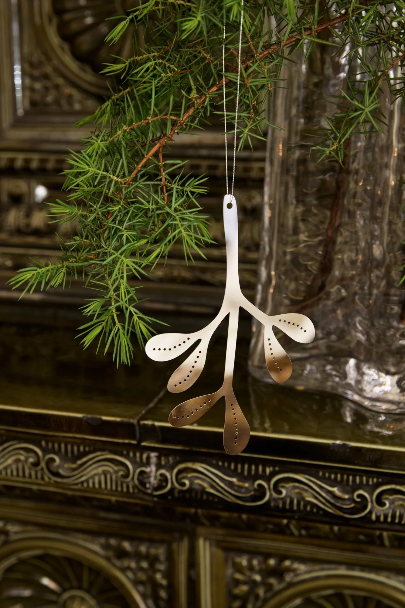 Mistletoe decorazione natalizia 2 pezzi, Acciaio inossidabile, 12 cm Cooee Design