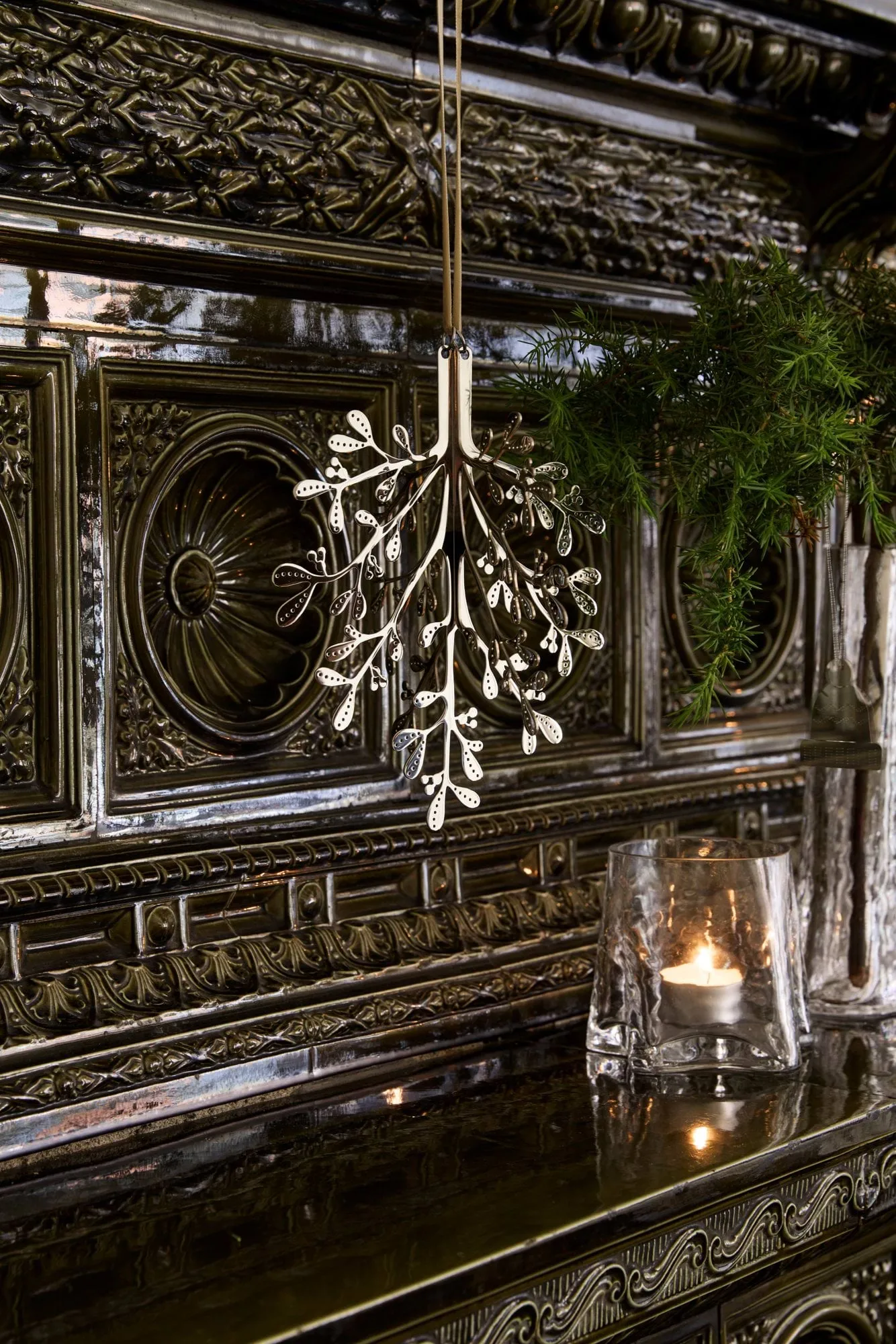 Mistletoe decorazione natalizia 2 pezzi, Acciaio inox, 20 cm Cooee Design