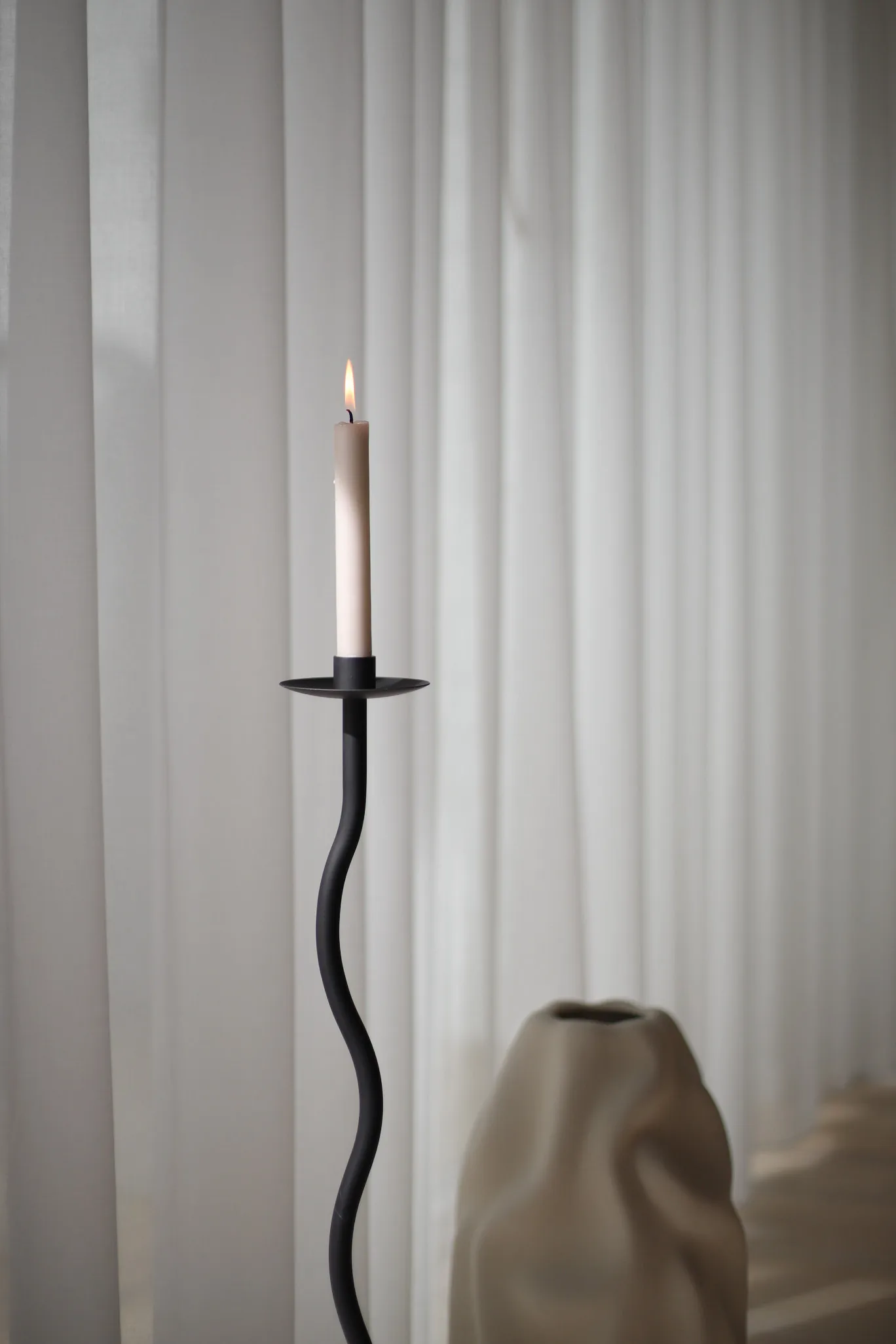 Portacandela Curved, 85 cm, Nero Cooee Design