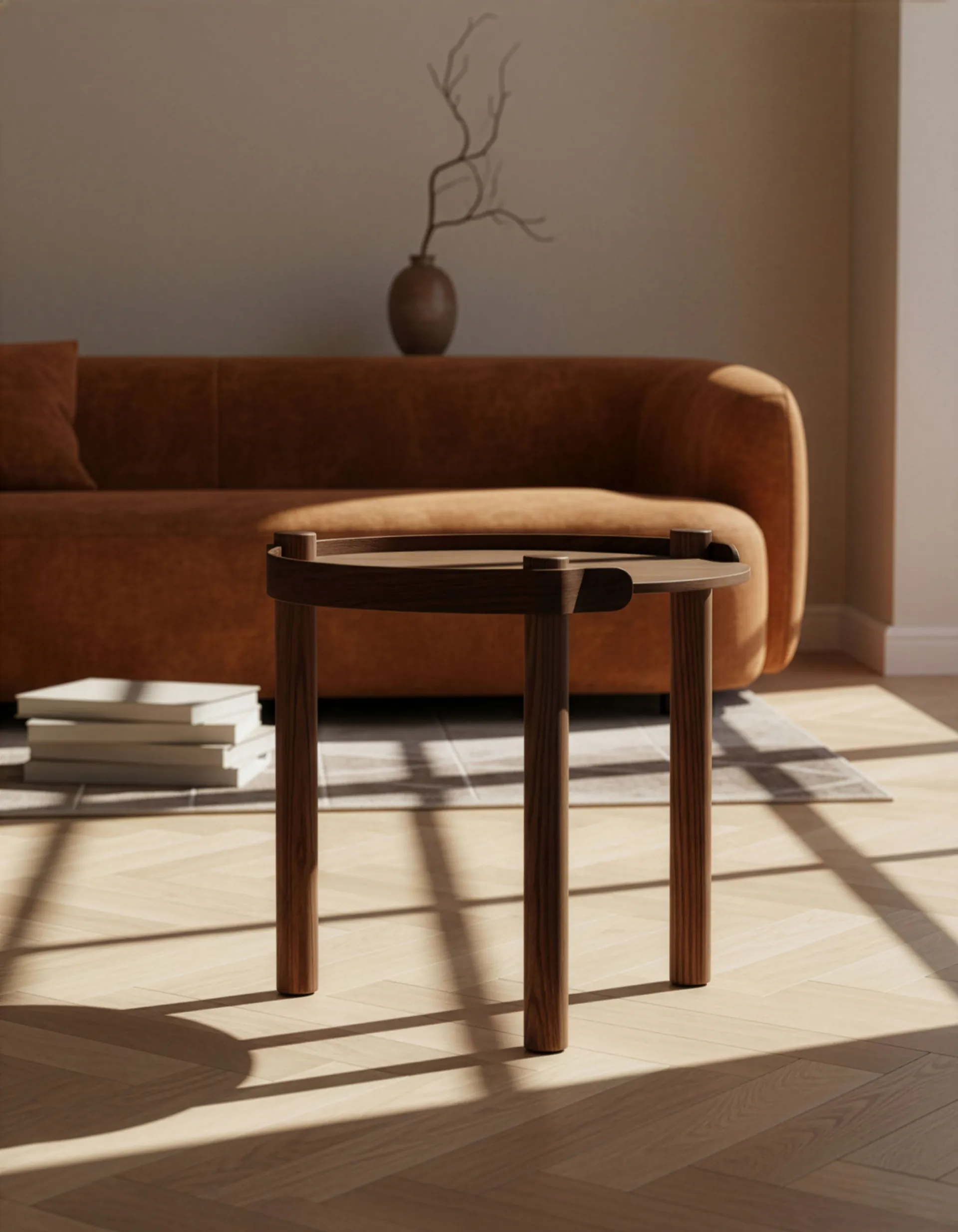 Tavolo Woody Ø 45 cm, Rovere tinto scuro Cooee Design