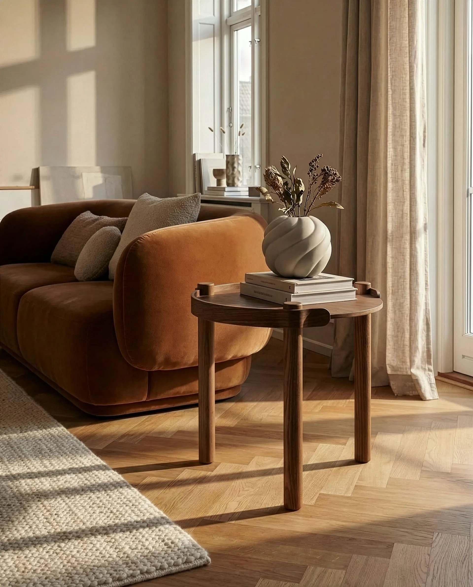 Tavolo Woody Ø 45 cm, Rovere tinto scuro Cooee Design
