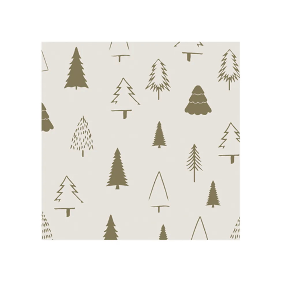 Tovagliolo Woods 33x33 cm, confezione da 20, Crema, verde oliva Cooee Design