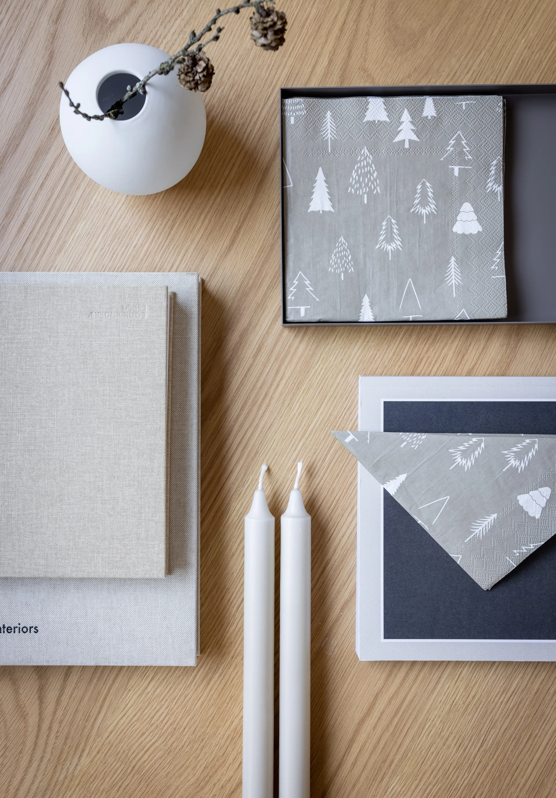 Tovagliolo Woods 33x33 cm, confezione da 20, Sabbia, bianco Cooee Design