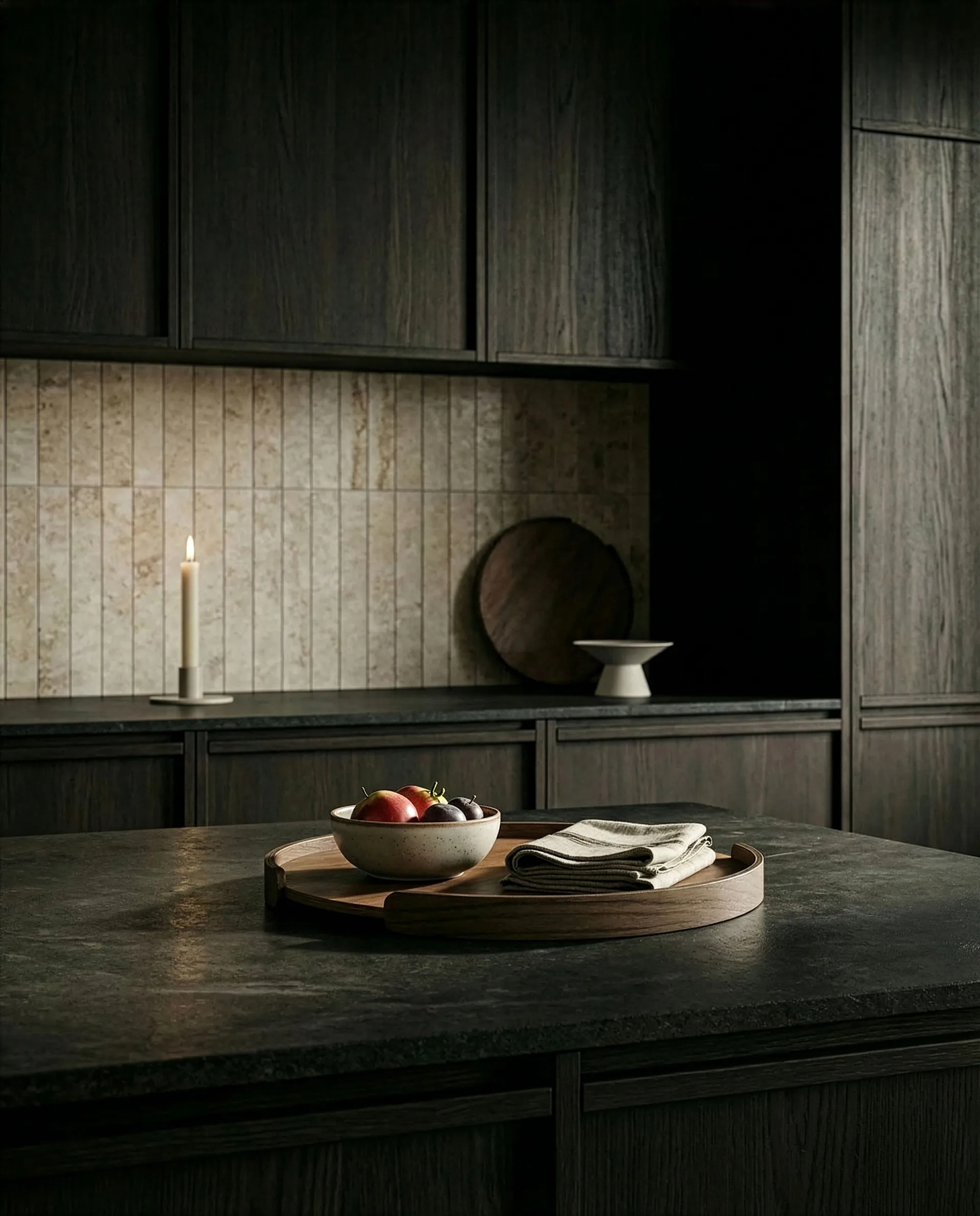 Vassoio Woody, Rovere tinto scuro, Ø35 cm Cooee Design