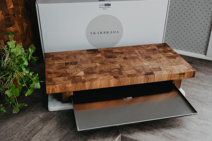 Tagliere Culimat 50x25 cm, Vassoio in rovere e acciaio inox Culimat