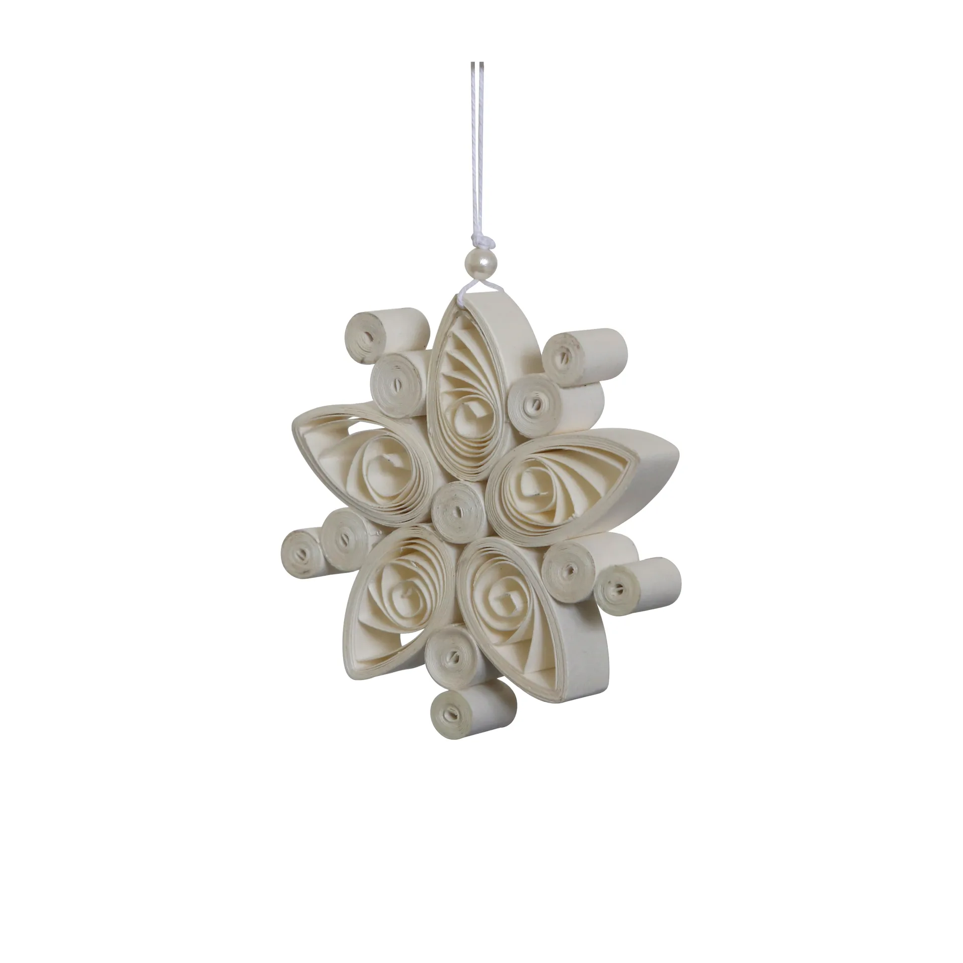 Decorazione Regular Flake a forma di fiocco di neve bianco, Piccolo Ø8,5 cm DBKD